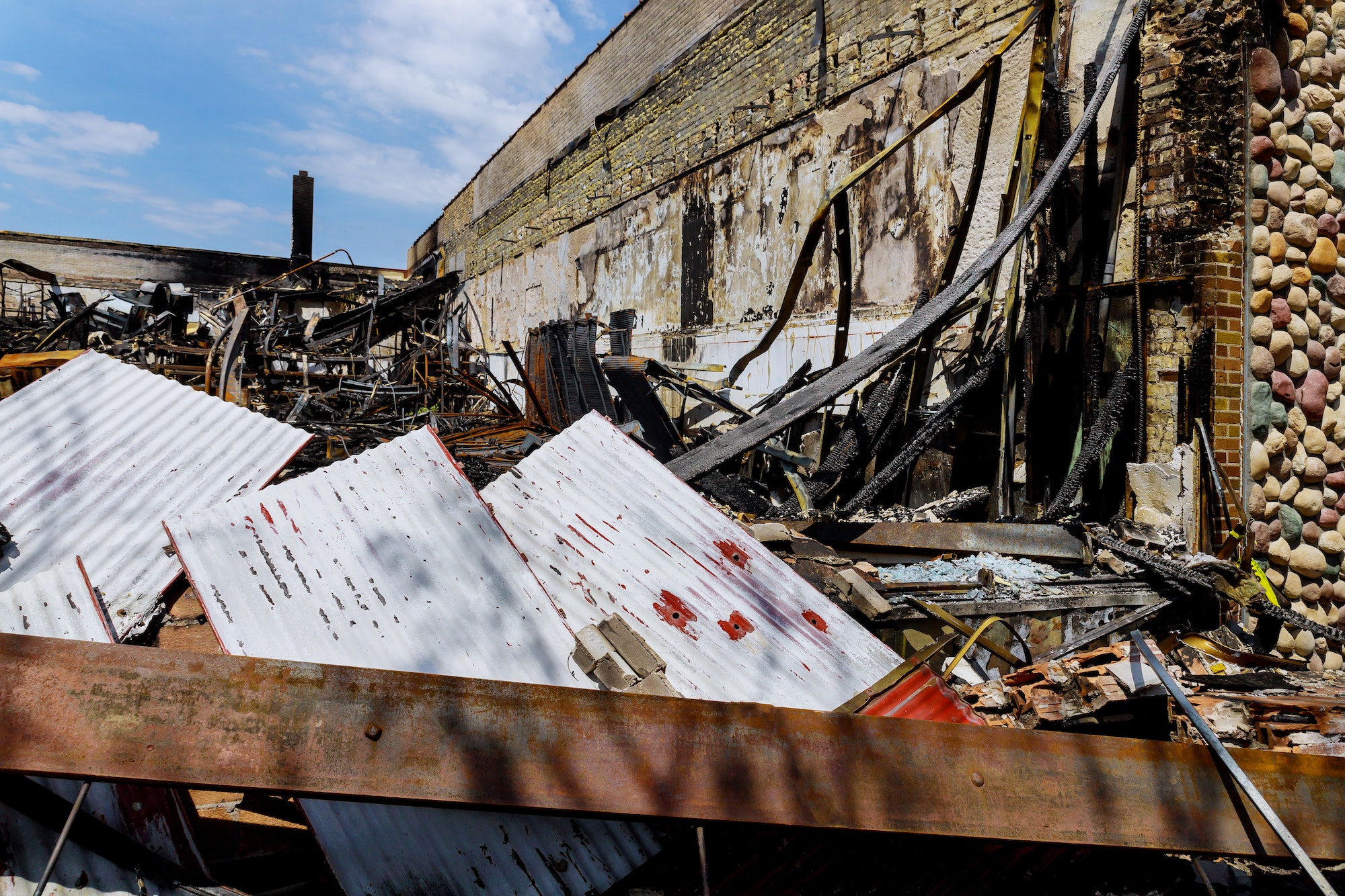 Vandalism or revenge, burnt interior damage after protest riots in the usa